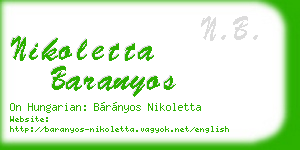 nikoletta baranyos business card